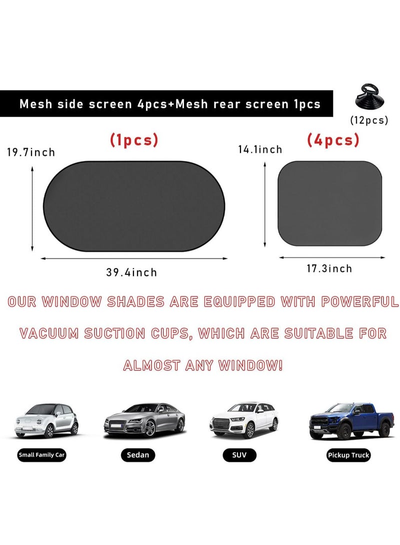 AUTOYSUR 5PCS Car Window Shade, Auto Rear & Side Window Shade Protector with Suction Cups, Shield Provide Sun Glare Protection for Your Child, Car Accessories Blocks Harmful UV Rays - Image 2