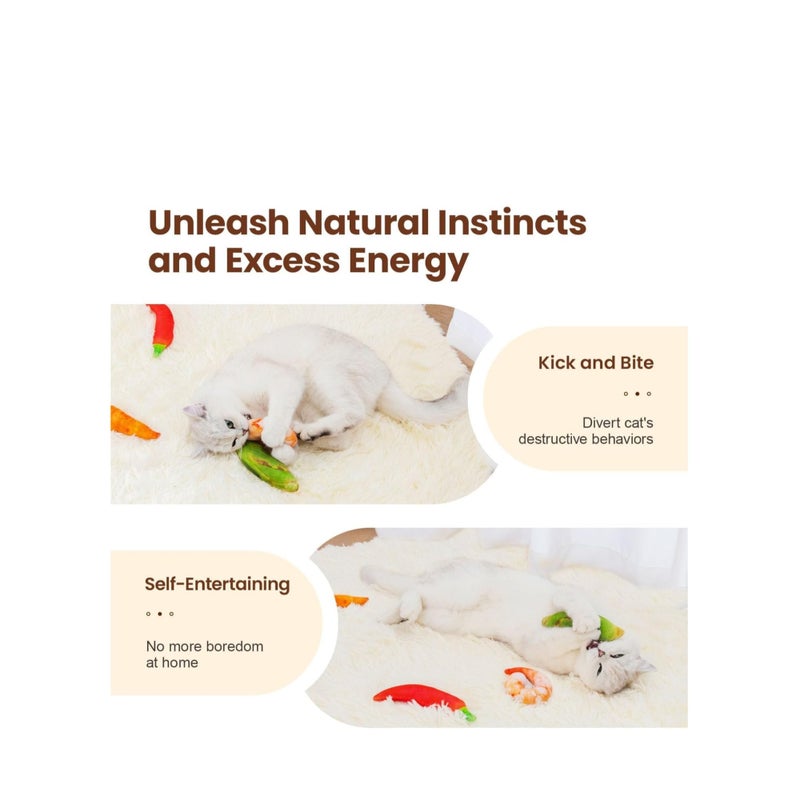 Zikra Cat Toys Days of The Week Food Style Catnip Toys 7Pcs Interactive Bite Resistant for Relieving Kittens Boredom for All Breeds - Image 3