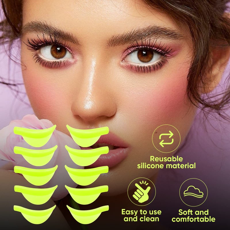 Libeauty Eyelash Lift Shield Lash Perm Pads 10 Pcs Reusable Eyelash Perming Curler Lower Eyelash Pads Lifting Rods - Image 2