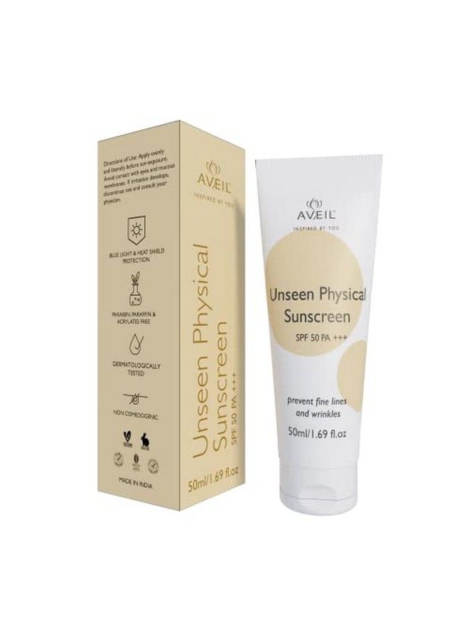 AVEIL Unseen Physical Sunscreen Spf 50 Pa+++ 50 Ml - Image 1