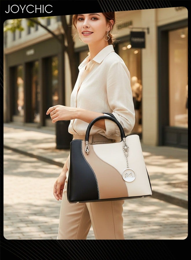Joychic حقيبة نسائية فاخرة بألوان متباينة وسعة كبيرة من قماش البولي يوريثين وحقيبة يد مقاومة للماء متعددة الجيوب وحقيبة كروس بودي للتنقل والحفلات والتسوق اليومي - Image 1