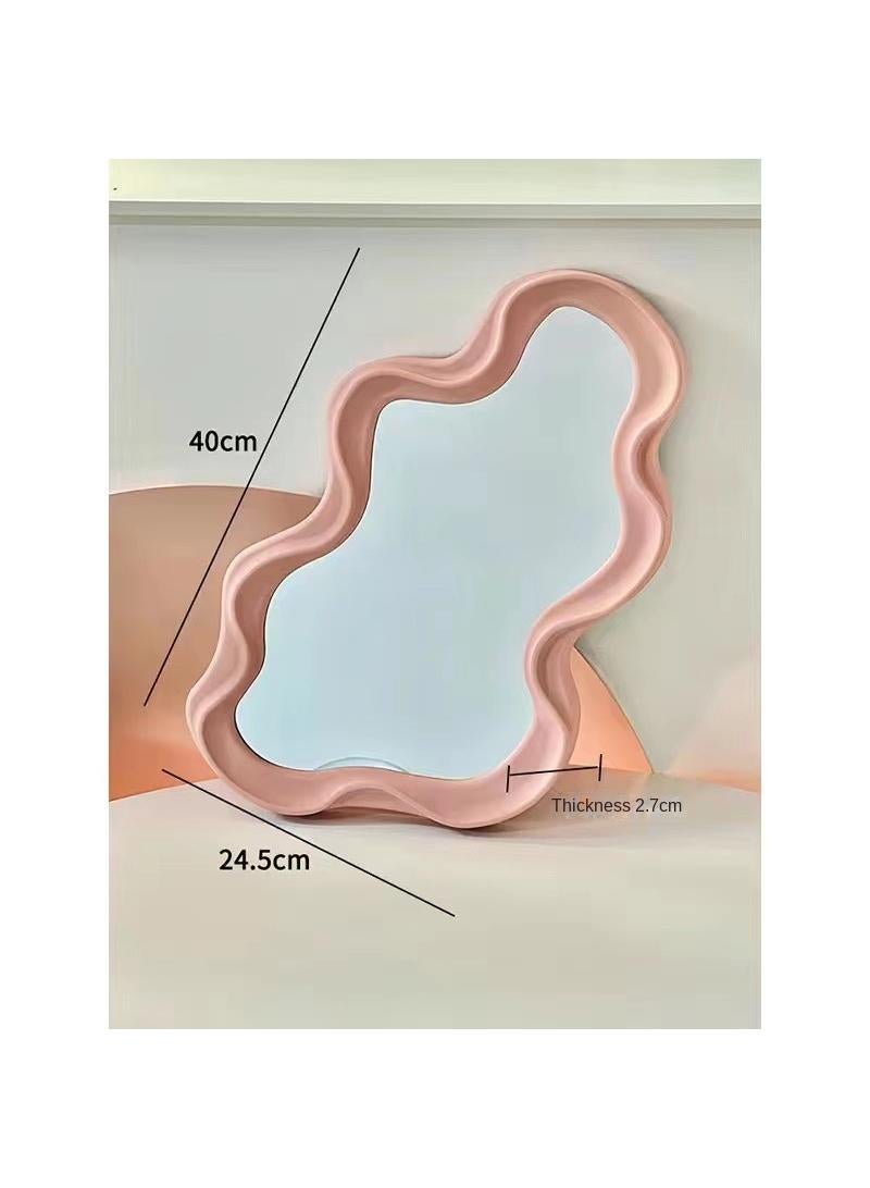 Y&D مرآة تزيين غير منتظمة بتصميم سحابي جمالي، مرآة تجميل، مرآة حائط مكتب مزخرفة لغرفة المعيشة وغرفة النوم والممر وديكور المنزل  - Image 1