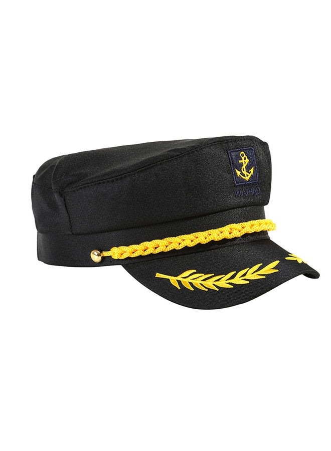 Dzrige Captain'S Hat Sailors Hat Marine Admiral Hat Adjustable Sea Cap Navy Costume Accessory (Black) - Image 2
