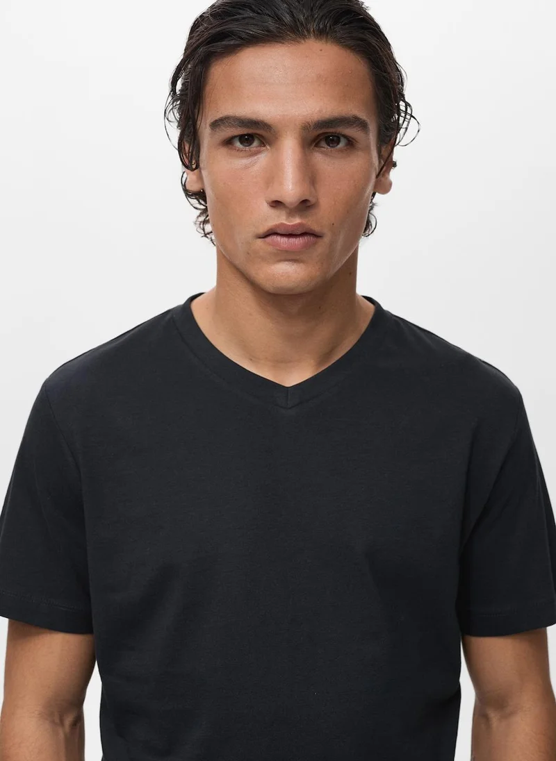 Mango Man Casual V-Neck T-Shirt
