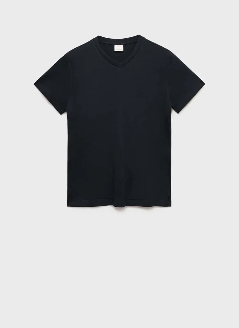 Mango Man Casual V-Neck T-Shirt