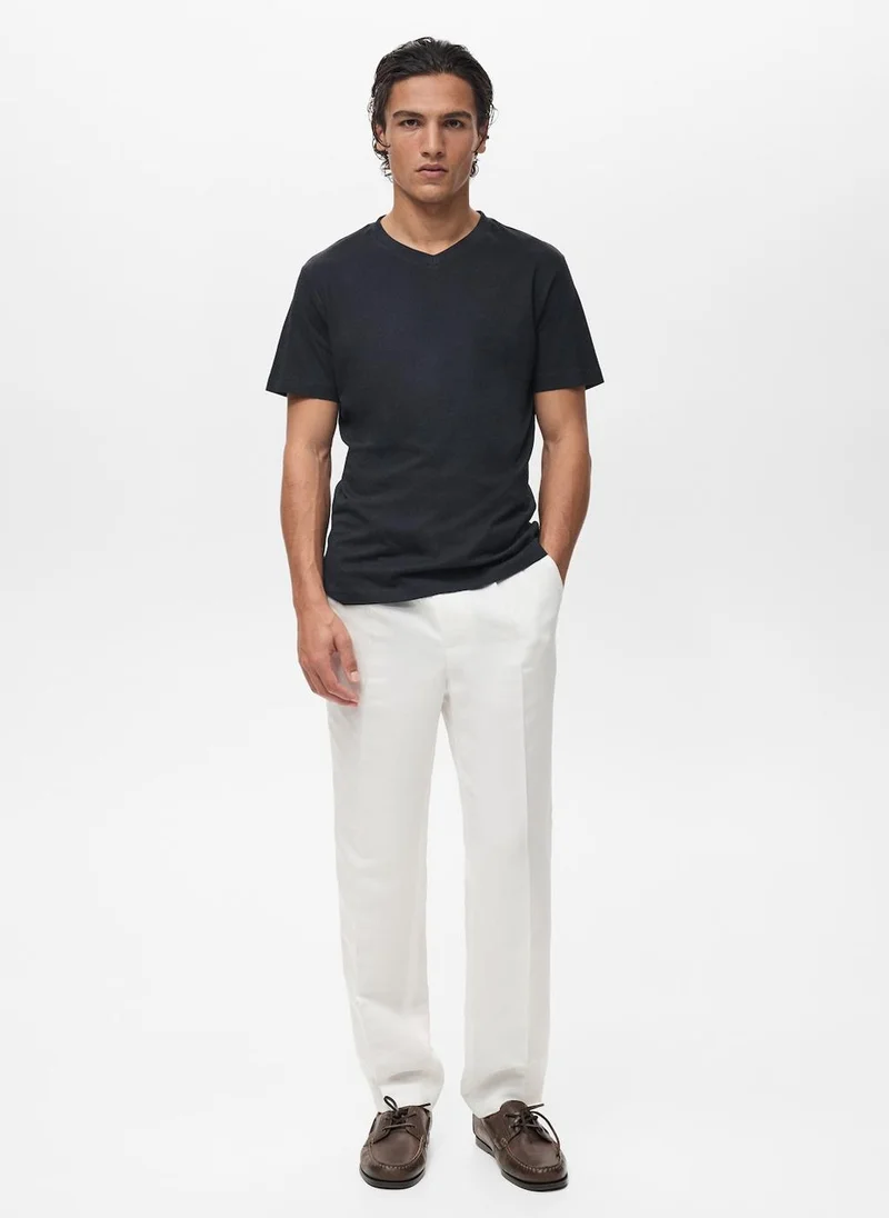 Mango Man Casual V-Neck T-Shirt