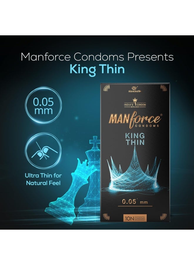 Manforce واقيات ذكرية مانفورس كينج ثين فائقة الرقة بدون نكهة، 10N - Image 5