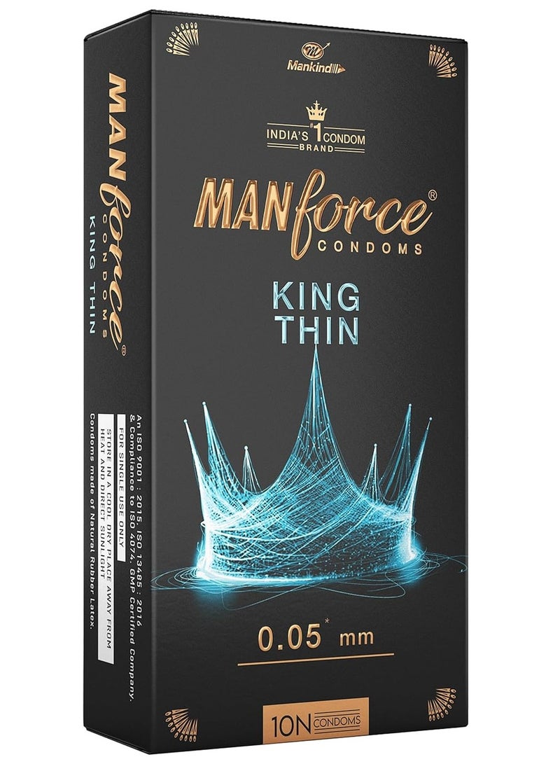 Manforce واقيات ذكرية مانفورس كينج ثين فائقة الرقة بدون نكهة، 10N - Image 1