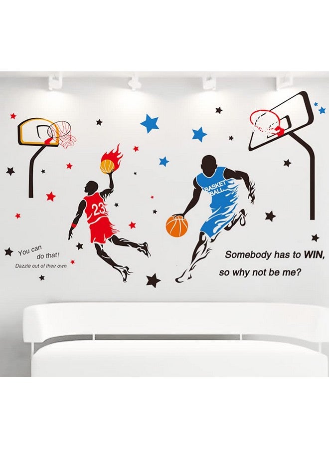 KeLay Fs 3D Basketball Player Wall Decals Decors for Boys Room,Sports Decals Stickers, Basketball Slam Dunk Wall Decors for Boys Bedroom - Image 3