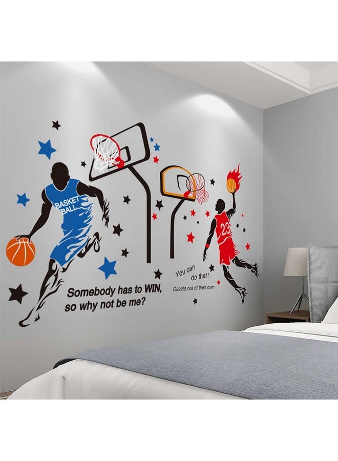 KeLay Fs 3D Basketball Player Wall Decals Decors for Boys Room,Sports Decals Stickers, Basketball Slam Dunk Wall Decors for Boys Bedroom - Image 4