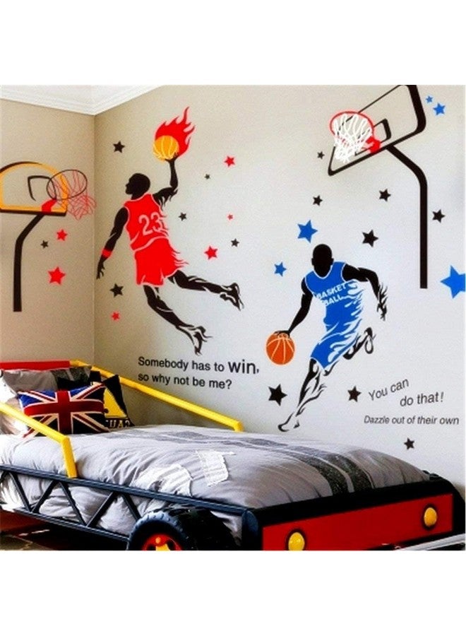 KeLay Fs 3D Basketball Player Wall Decals Decors for Boys Room,Sports Decals Stickers, Basketball Slam Dunk Wall Decors for Boys Bedroom - Image 2