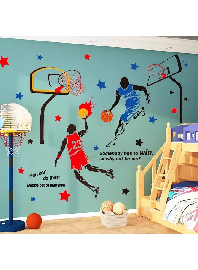KeLay Fs 3D Basketball Player Wall Decals Decors for Boys Room,Sports Decals Stickers, Basketball Slam Dunk Wall Decors for Boys Bedroom - Image 1