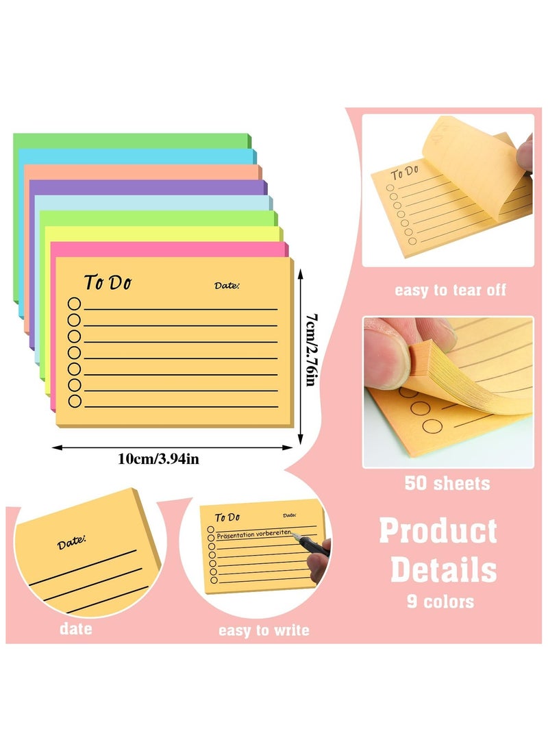 phomemo - to Do List Sticky Notes 9 Pack, Self-Stick Sticky Notes, Colorful Sticky Notes Pad with Lines, Do List Notepads for School Office Meeting Home Plan Reminder Stationery Supplies, (450 Sheets) - Image 1
