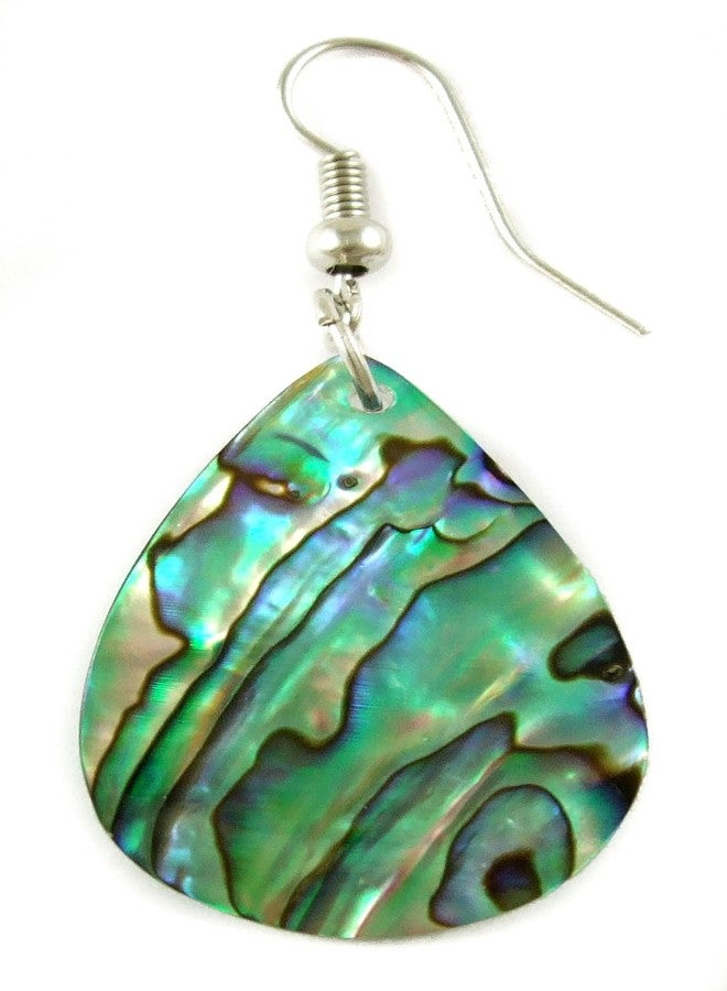 Swimmi Iridescent Paua Abalone Shell Earrings, Teardrop Natural Abalone Earrings for Women, Handmade Dangle Drop Seashell Earrings Fashion Jewelry BA196 - Image 2