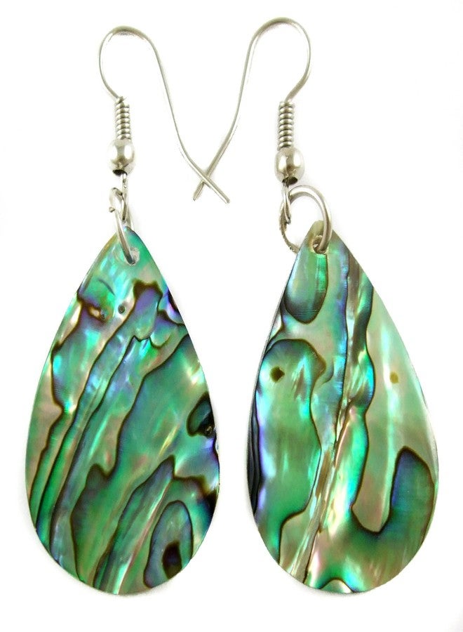 Swimmi Iridescent Paua Abalone Shell Earrings, Teardrop Natural Abalone Earrings for Women, Handmade Dangle Drop Seashell Earrings Fashion Jewelry BA196 - Image 1