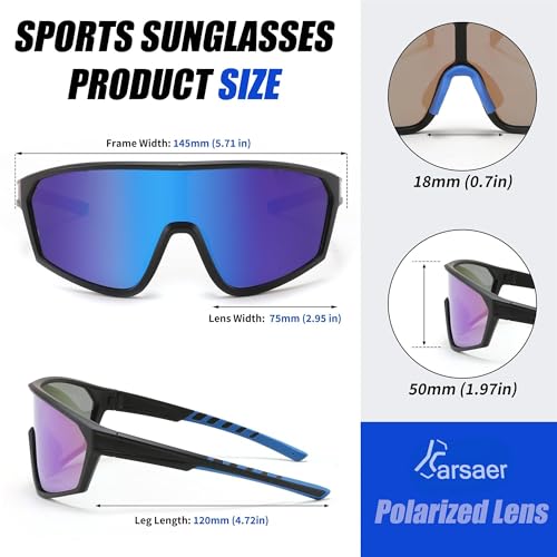Karsaer Polarized Sports Sunglasses for Men Women Cycling Running Fishing Tac Glasses UV400 Protection E1172, Grey - Image 5