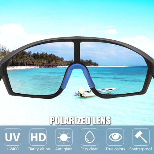 Karsaer Polarized Sports Sunglasses for Men Women Cycling Running Fishing Tac Glasses UV400 Protection E1172, Grey - Image 4