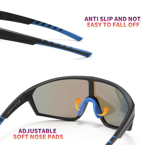 Karsaer Polarized Sports Sunglasses for Men Women Cycling Running Fishing Tac Glasses UV400 Protection E1172, Grey - Image 3