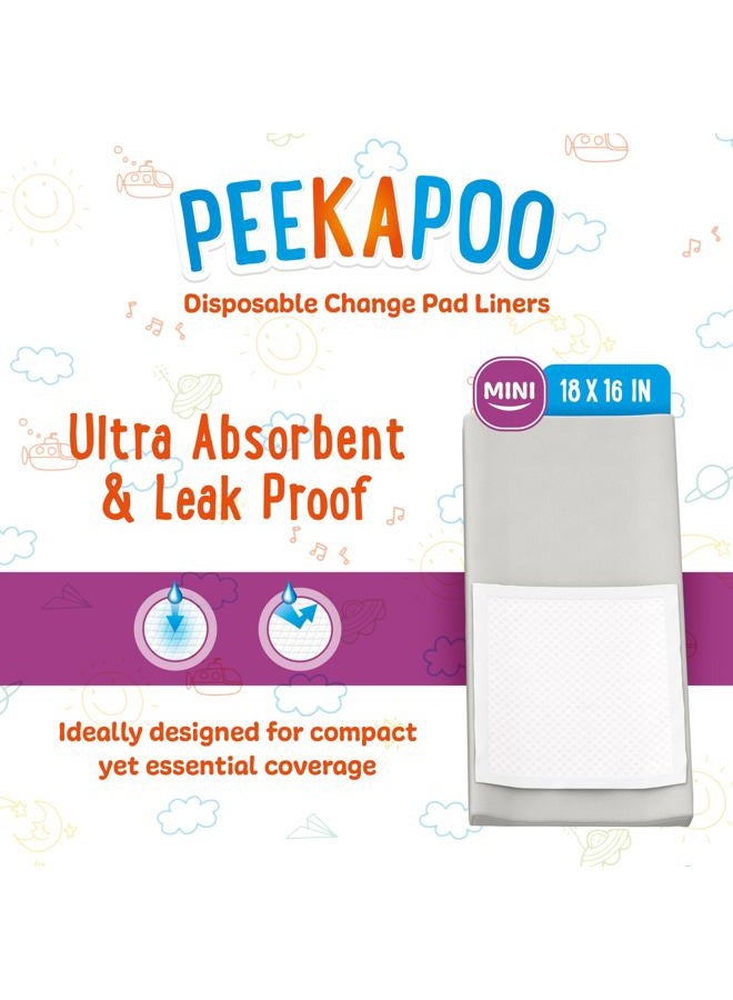 Peekapoo Mini – 25 Pack Disposable Changing Pads for Baby (18 Inches x 16 Inches) Disposable Waterproof Liners, Diaper Changing Pad Protector Mat - Image 2