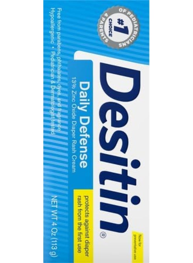 Desitin Desitin Daily Defense Baby Diaper Rash Cream with Zinc Oxide to Treat, Relieve & Prevent diaper rash, Hypoallergenic, Dye-, Phthalate- & Paraben-Free, 4 oz - Image 3