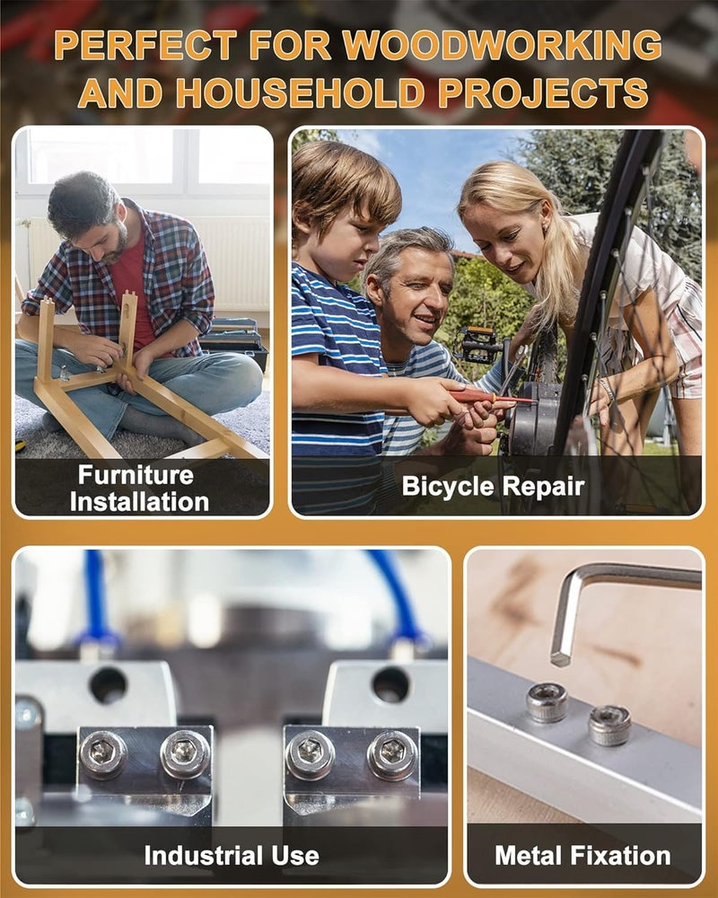 GENERASIS - SS304 | M3, M4, M5, M6 | Nut & Bolt Sets | 4 - Sizes | Stainless Steel Socket Head Cap Screws, Nuts, Washers & Allen Keys Assortment Kit – Storage Box for DIY, Home Use (Pack of 526) - Image 5