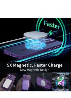 INFOSUN INFOSUN iPhone 14 Plus Case Cover Compatible with Magsafe Magnetic Designed Shockproof Case Translucent Matte Protective Cover Back Hard Cases with Magnet for iPhone 14 Plus Case Purple  - Image 4
