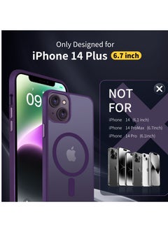 INFOSUN INFOSUN iPhone 14 Plus Case Cover Compatible with Magsafe Magnetic Designed Shockproof Case Translucent Matte Protective Cover Back Hard Cases with Magnet for iPhone 14 Plus Case Purple  - Image 3