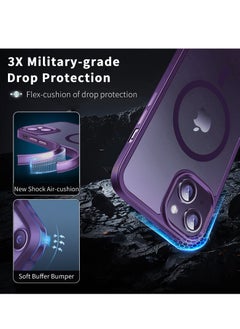 INFOSUN INFOSUN iPhone 14 Plus Case Cover Compatible with Magsafe Magnetic Designed Shockproof Case Translucent Matte Protective Cover Back Hard Cases with Magnet for iPhone 14 Plus Case Purple  - Image 5