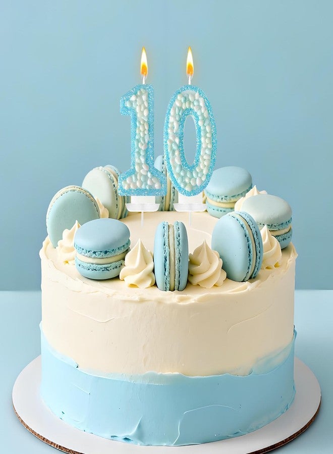Zlongron Blue Number 1 Birthday Candle, Macaron Cake Topper with Glitter for Girls 1nd Birthday, Party Decorations - Image 4