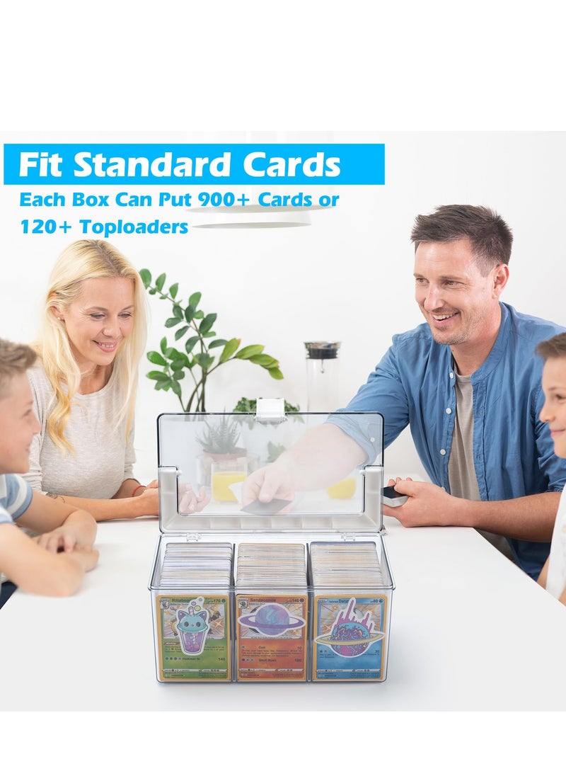 null - Trading Card Storage Box with Handles Large Capacity Clear Plastic Playing Card Case for 900 Cards 120 Toploaders Toploader Storage Box with Removable Dividers Fit for Standard Card Gift for Kid - Image 1