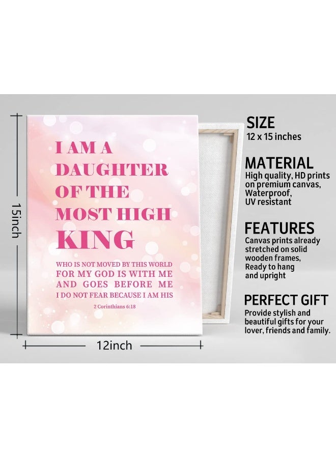 WKYAER Canvas Wall Art 2 Corinthians 6:18- I Am the Daughter of A King Inspirational Quote Scripture Sign - Image 3