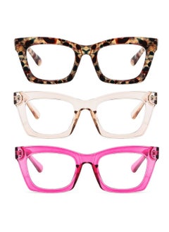 3-Pack Blue Light Blocking Optical Eyeglasses - Stylish Oversized Frames, Clear Lens, Polarized. Top-rated Bluelight Protection for Reading, Work, & Screen Time. Vintage-Inspired, Lightweight Design.