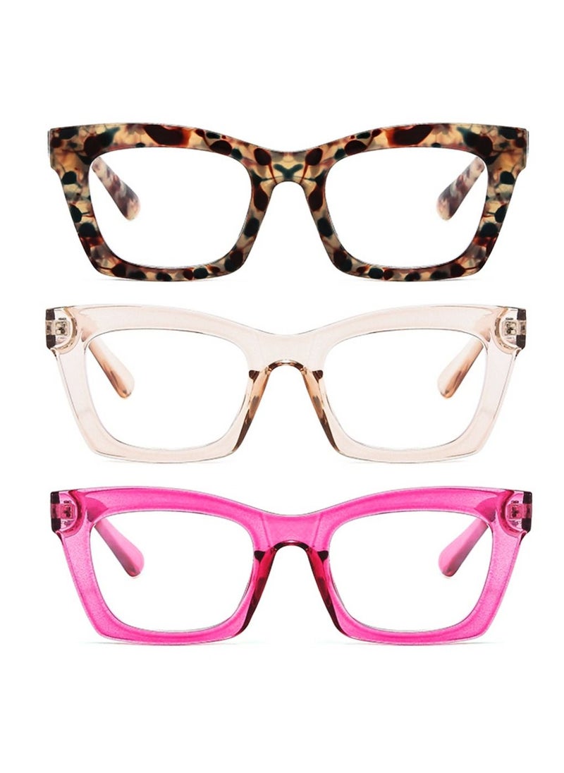 Urban Utility - 3-Pack Blue Light Blocking Optical Eyeglasses - Stylish Oversized Frames, Clear Lens, Polarized. Top-rated Bluelight Protection for Reading, Work, & Screen Time. Vintage-Inspired, Lightweight Design. - Image 1