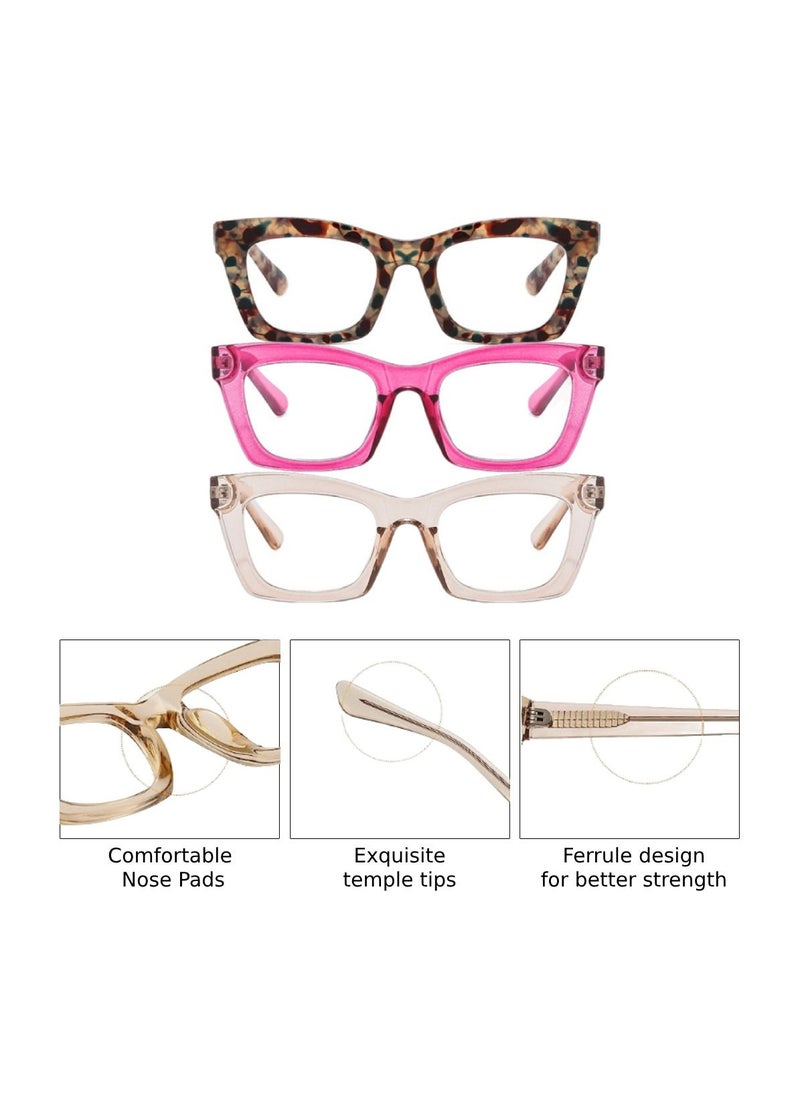 Urban Utility - 3-Pack Blue Light Blocking Optical Eyeglasses - Stylish Oversized Frames, Clear Lens, Polarized. Top-rated Bluelight Protection for Reading, Work, & Screen Time. Vintage-Inspired, Lightweight Design. - Image 1