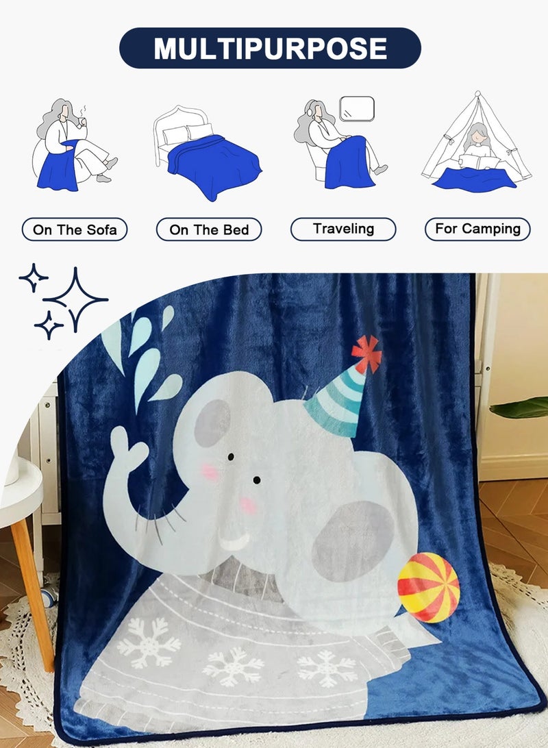 أوربازار بطانية أطفال للجنسين حديثي الولادة، بطانية ديناصور صغيرة فائقة النعومة ومريحة، لسرير الحضانة للأطفال الصغار وبطانيات عربة الأطفال وهدايا الاستحمام، (فيل 39 × 55 بوصة) - Image 2