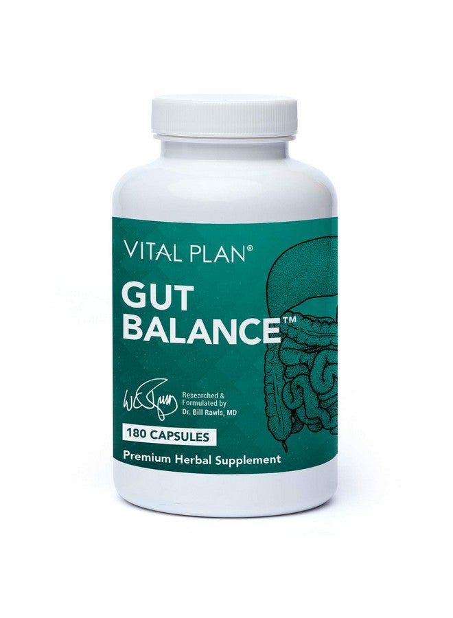 Vital Plan Gut Balance Supplement by Dr. Bill Rawls - Advanced Digestive Health Support Formula w/Clinical-Grade Slippery Elm Bark, Berberine & Dandelion Extract for Women & Men (180 Capsules) - Image 1