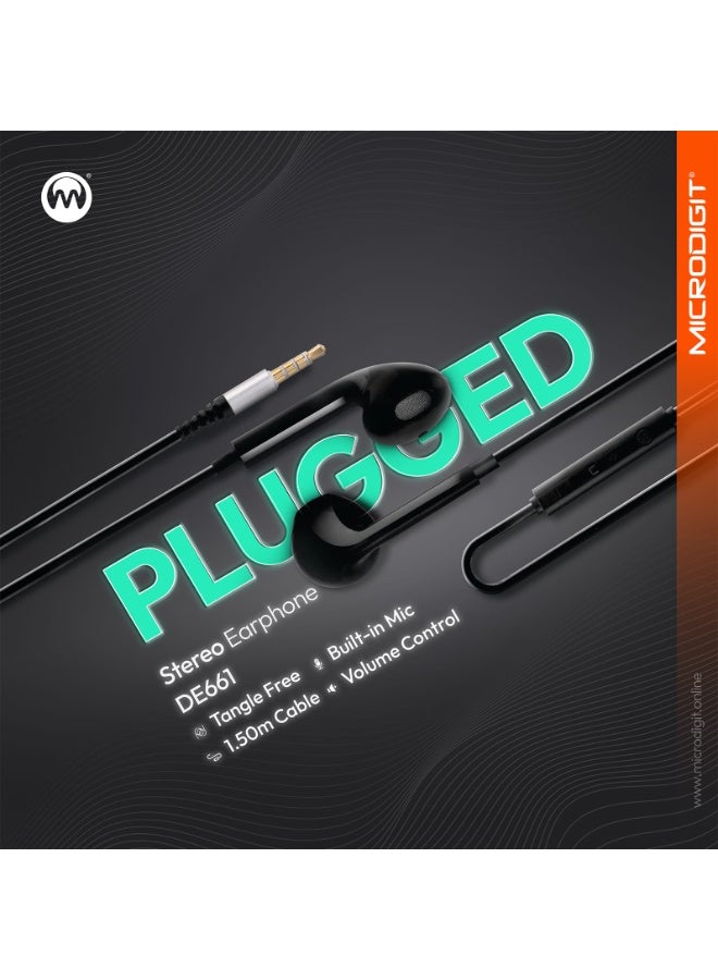 Micro Digit MICRODIGIT Dezire’ DE661 3.5mm Wired Stereo Earphones – Open-Fit Earbuds with Mic - Image 1