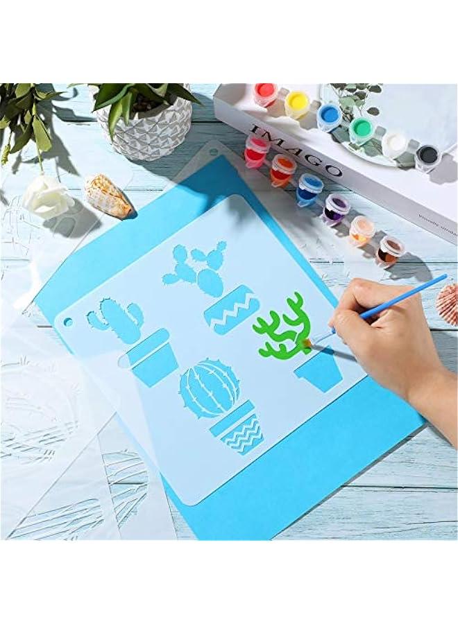 Arabest 12 Pieces Cactus Stencil for Painting Tropical Cactus Stencil Reusable Summer Cacti Stencil for Cinco De Mayo Children DIY Art Notebook Greeting Card Scrapbook  - Image 4