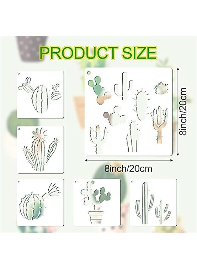 Arabest 12 Pieces Cactus Stencil for Painting Tropical Cactus Stencil Reusable Summer Cacti Stencil for Cinco De Mayo Children DIY Art Notebook Greeting Card Scrapbook  - Image 5