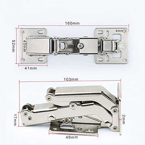 WANLIAN 170/175° Frameless Cabinet Hinges - Hidden Hydraulic, Soft Close, Adjustable Mount - Stainless/Nickel Steel - Dampers for Wardrobe/Kitchen (1 Pair) - Image 2