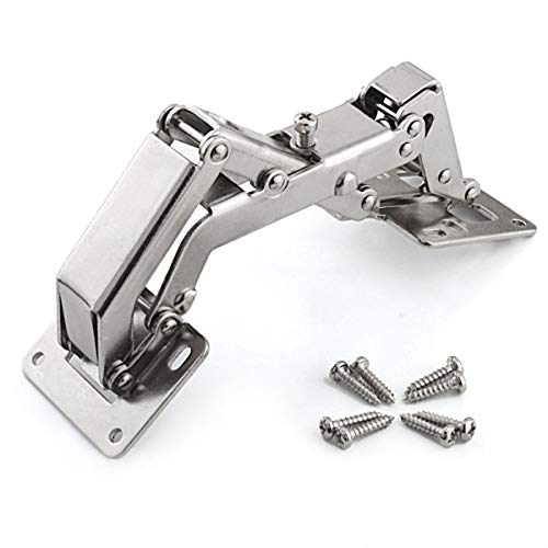 WANLIAN 170/175° Frameless Cabinet Hinges - Hidden Hydraulic, Soft Close, Adjustable Mount - Stainless/Nickel Steel - Dampers for Wardrobe/Kitchen (1 Pair) - Image 4