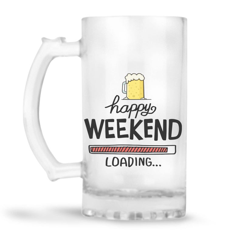 CHHAAP Glass Printed Beer Mug with Handle Gift for Men Dad Brother Husband Son Boyfriend Friends (470 ml)(BRMUG-3, Transparent - Image 4