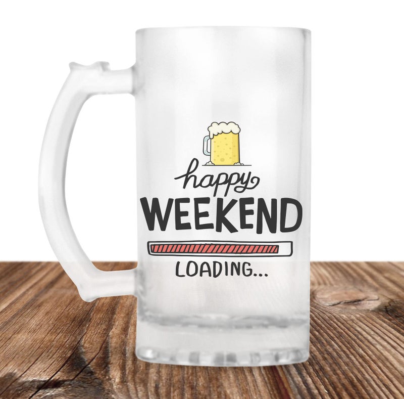 CHHAAP Glass Printed Beer Mug with Handle Gift for Men Dad Brother Husband Son Boyfriend Friends (470 ml)(BRMUG-3, Transparent - Image 3