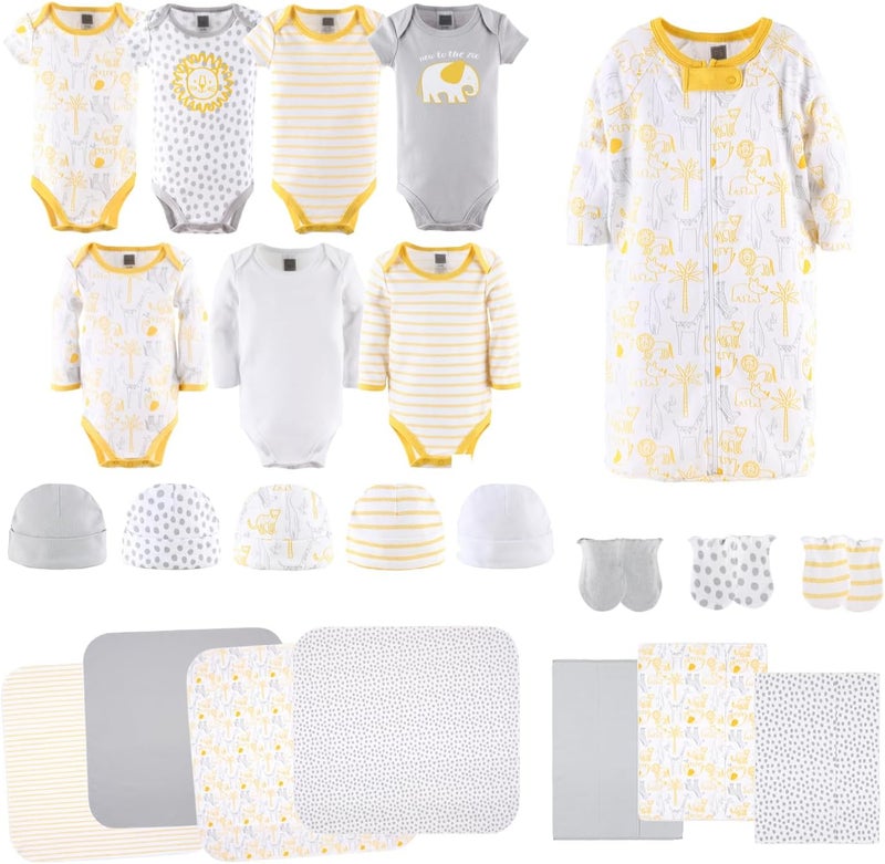 The Peanut Shell Baby Layette Gift Set for Baby Boys or Girls - 23 Piece New Born Baby Unisex Gift Set, Baby Clothes & Newborn Essentials Must Haves - Newborn Baby Clothes 0-3 Months - Sunshine - Image 1