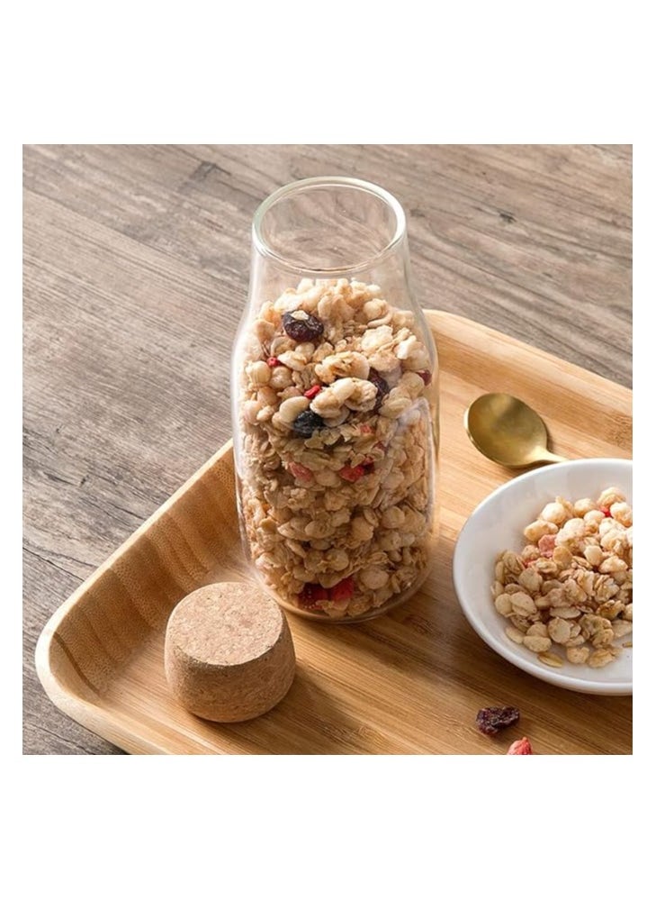 Eco-neutral - Eco neutral Glass Jar Cork Lid clear glass Bottle for Water Juices Containers Bottle for Tea Herbs Seasonings Canister with Airtight Round Cork stopper 600 ML - Image 1