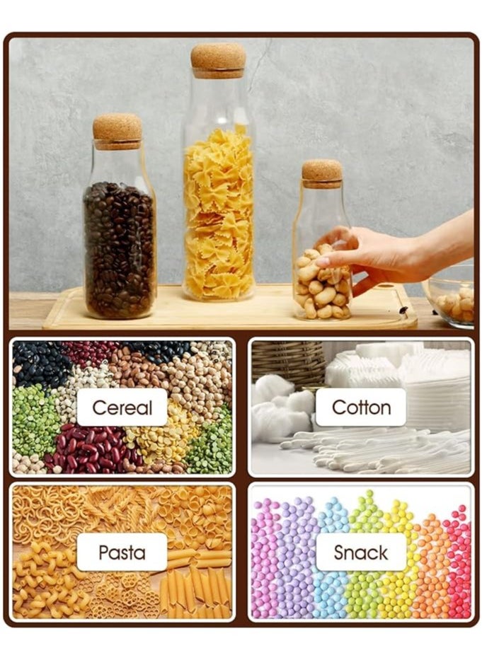 Eco-neutral - Eco neutral Glass Jar Cork Lid clear glass Bottle for Water Juices Containers Bottle for Tea Herbs Seasonings Canister with Airtight Round Cork stopper 600 ML - Image 1