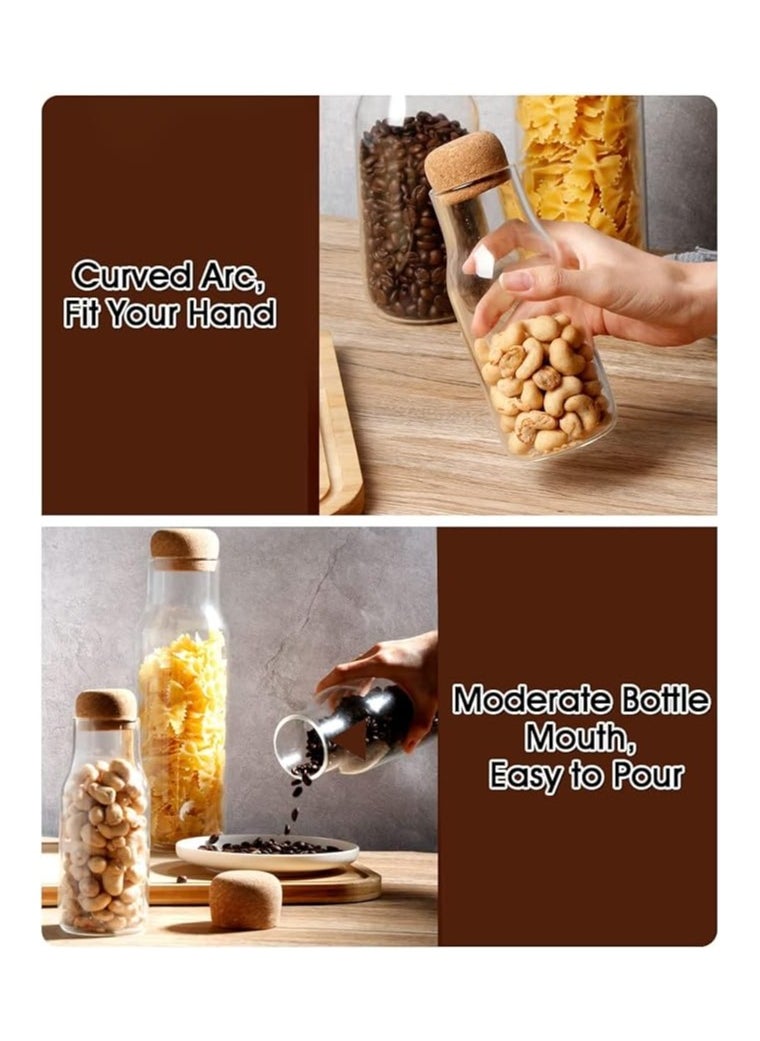 Eco-neutral - Eco neutral Glass Jar Cork Lid clear glass Bottle for Water Juices Containers Bottle for Tea Herbs Seasonings Canister with Airtight Round Cork stopper 600 ML - Image 1