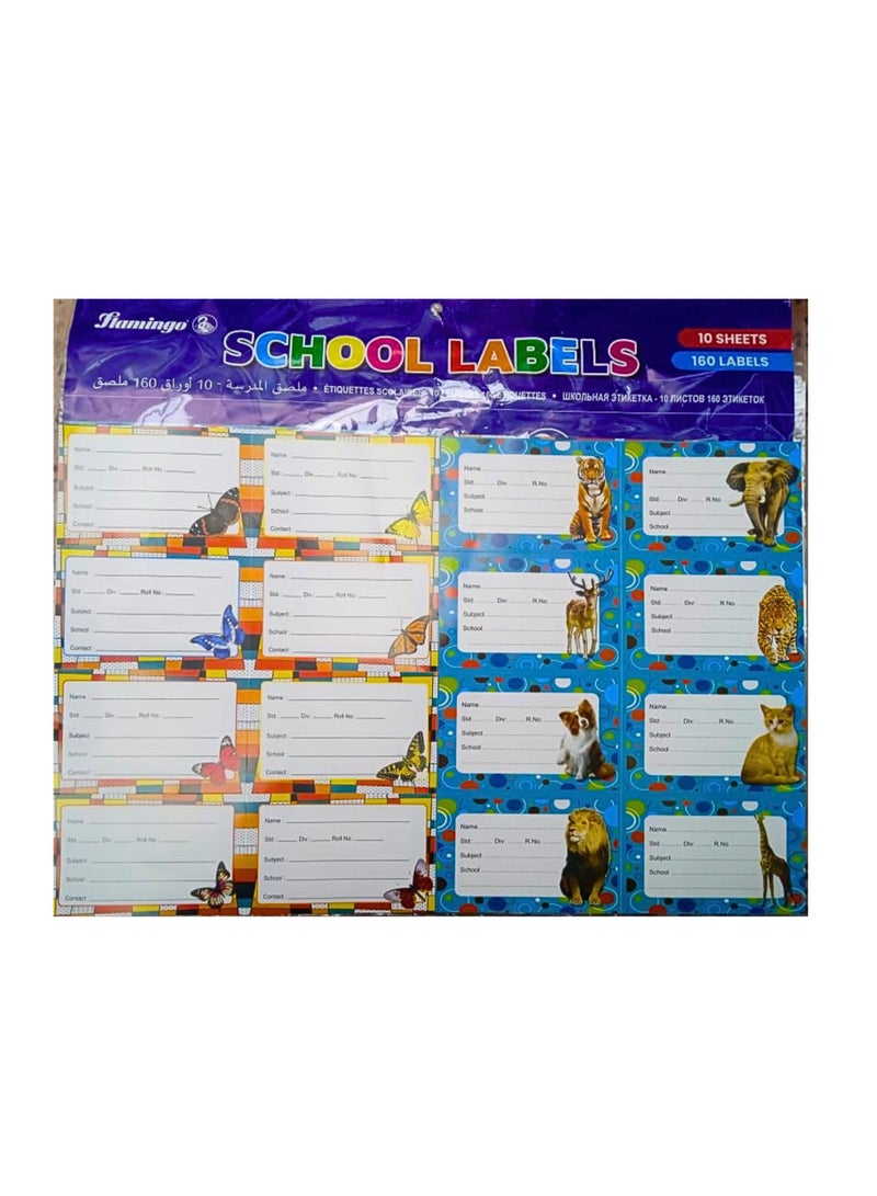 Flamingo Schools Labels Diamond Holographic 10 Sheets 160 labells - Image 2