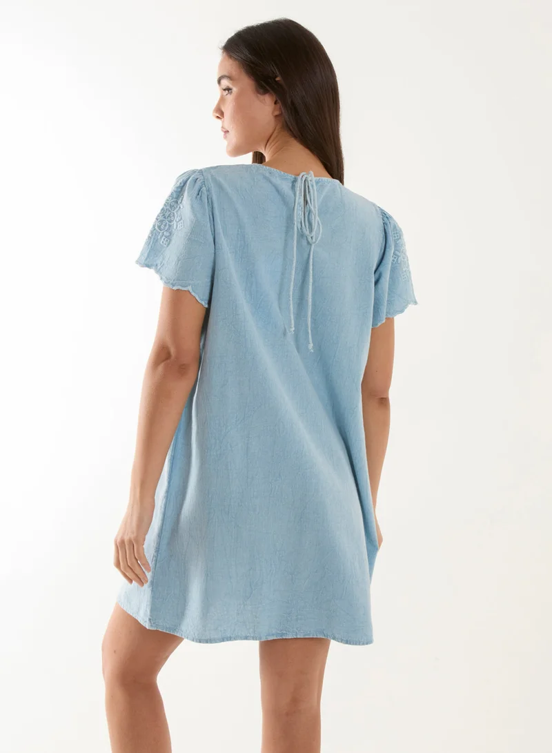 Blue Vanilla Embroidered Mini Dress