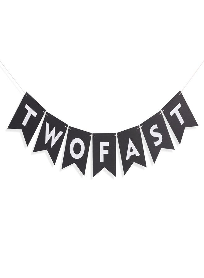 UOAOU Two Fast Race Car Banner - Two Fast Racing Birthday Party Decoration, Racing 2nd Birthday Banner, Vintage Race Car Theme Decoration, Retro Theme Party Cake Smashing Prop（Two Fast） - Image 1